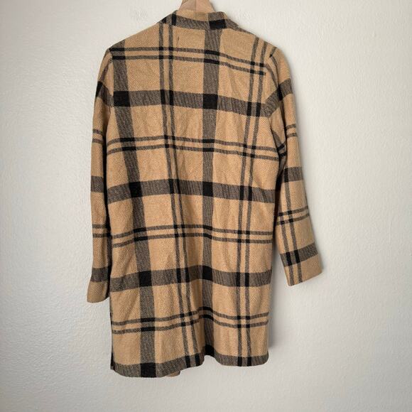 Stradivarius Women's Brown Plaid Cardigan Jacket Size Large Two Tone Sweater - Picture 10 of 13